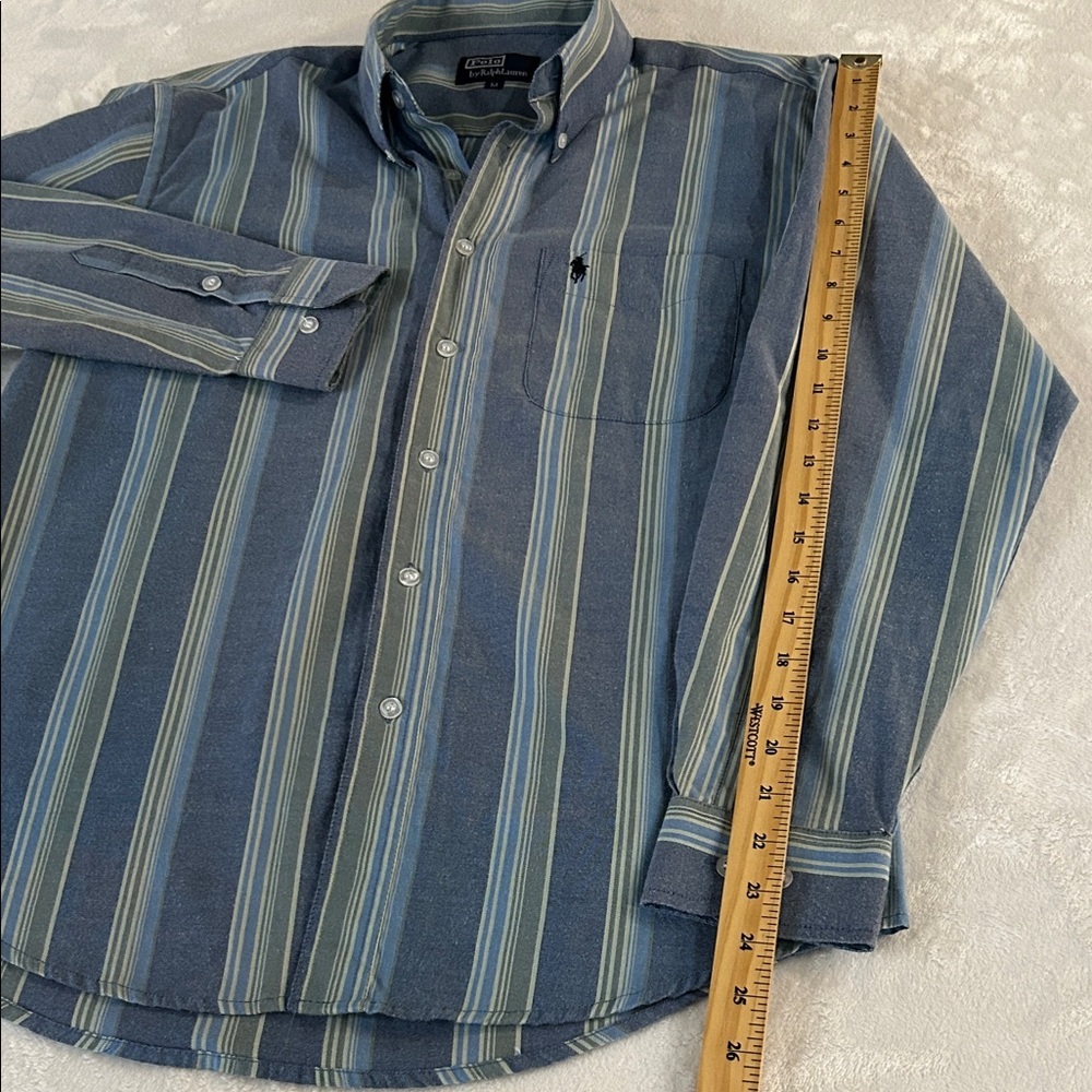 Vintage Polo by Ralph Lauren Men's Shirt with Blue and Green Stripes. Sz M - Picture 10 of 13